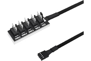 Fancasee 4-Pin PWM PC Fan Hub Power Supply Cable 1 to 5 Way Splitter PC Motherboard Case Fan Power Extension Cable Cord for ATX Computer Case 4-Pin and 3-Pin Cooling Fans