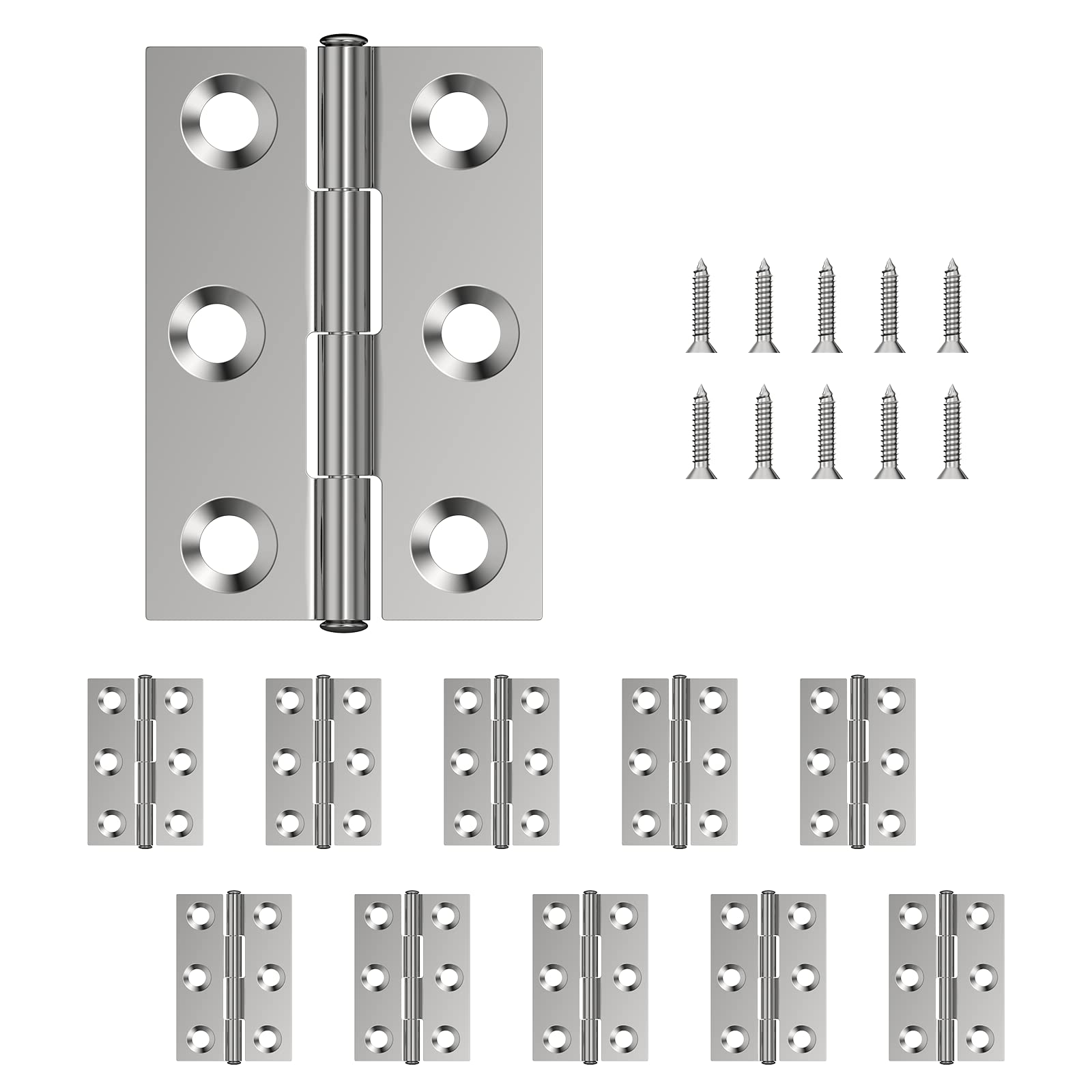 goledenwarm Pack of 10 Door Hinges Stainless Steel Hinges Connectors Foldable with 60 Screws