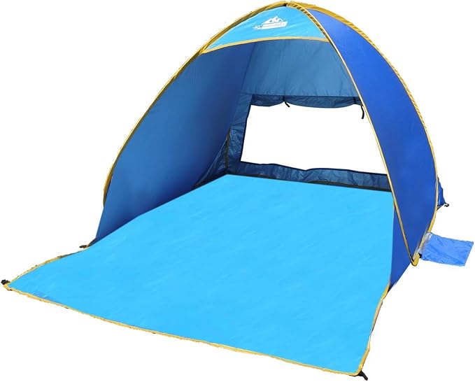 Outdoorsman Lab Pop Up Tent UV 50 Protection Sun Shade for Beach Outdoor Indoor Patio for Family Kids Children Easy Up Wind and Water Resistant Portable Canopy with Sand Bags and Large Beach Blanket