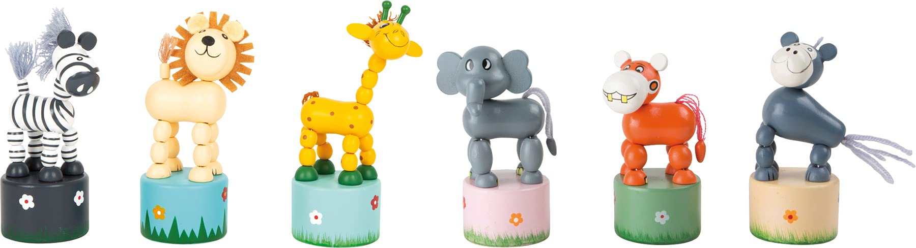 small foot 7924 wooden dancing animals "Africa", set of 6, figures move and sway when the base is pressed, great parts gifts — image 1