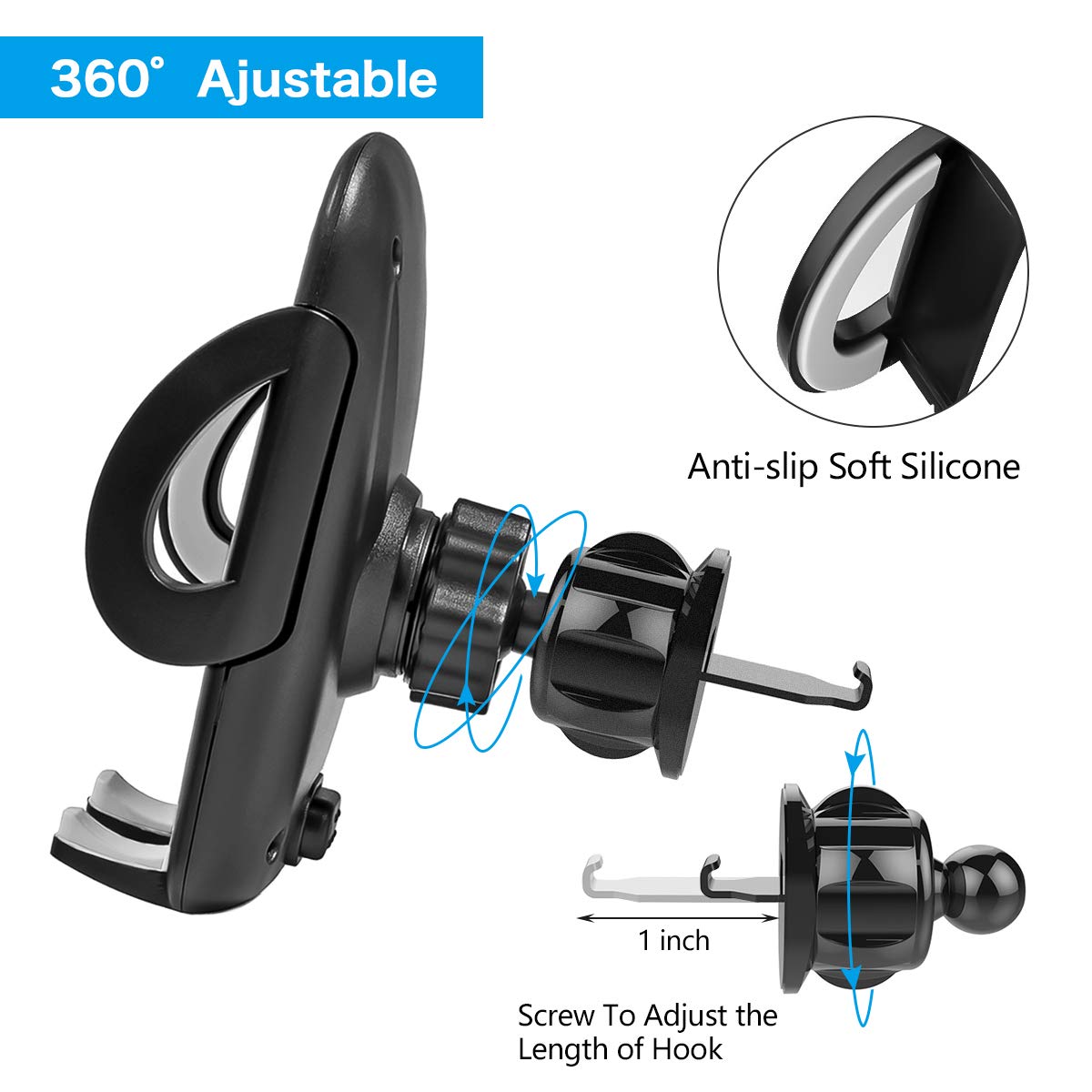 2 in 1 Air Vent & CD Slot Phone Mount,Universal Car Phone Holder,Stable Cell Phone Holder for Car Compatible with iPhone Xs/Xs Max/XR/X/8/8+/7 Plus and Samsung Galaxy S10/S10+/Note 10 Pro/9/S9/S8 Plus