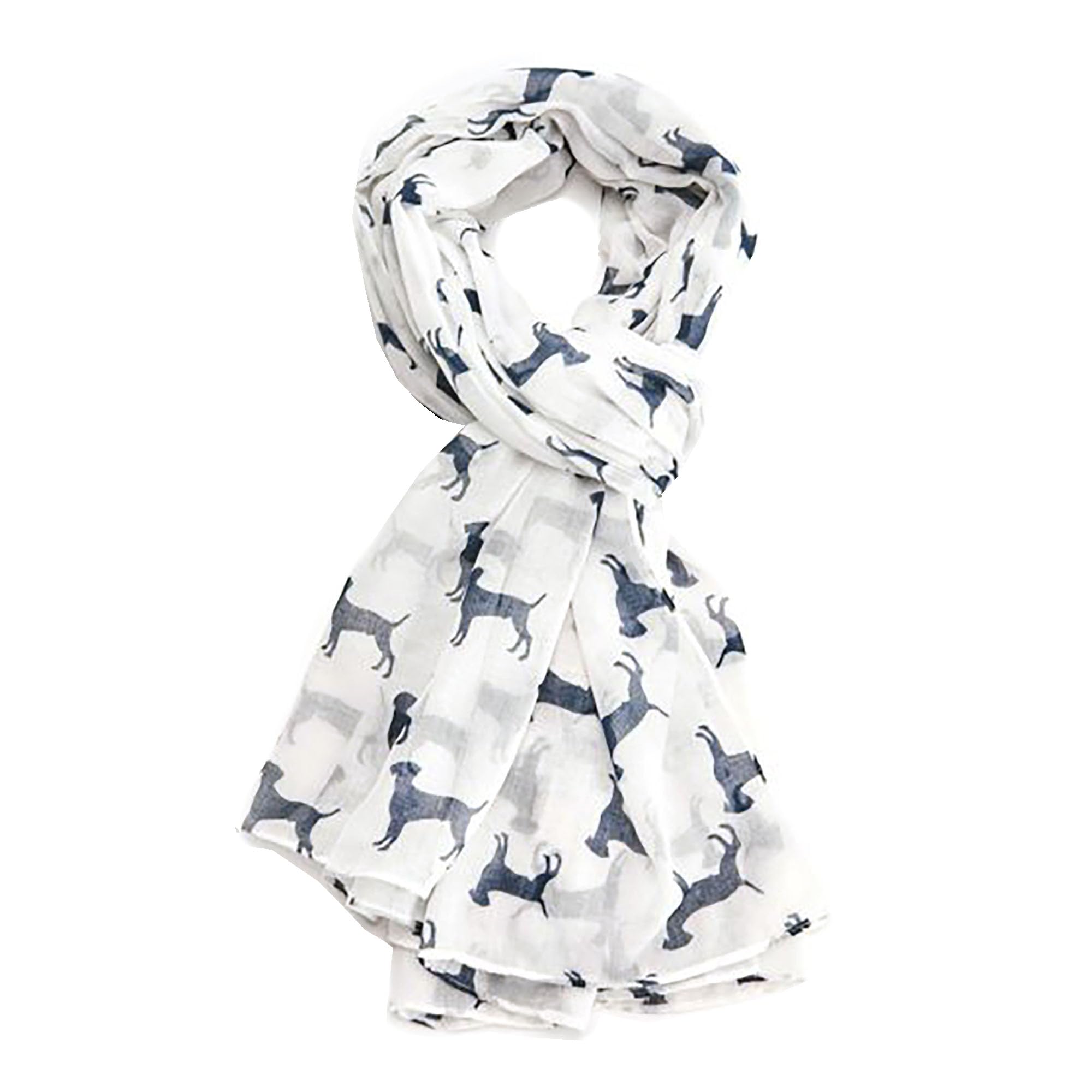 GFM® Women's Labrador Dogs Print Scarf Lbdg-Offwhite Blue - (PSCF-FLD-LBDG-01-OSFDNL) — image 1