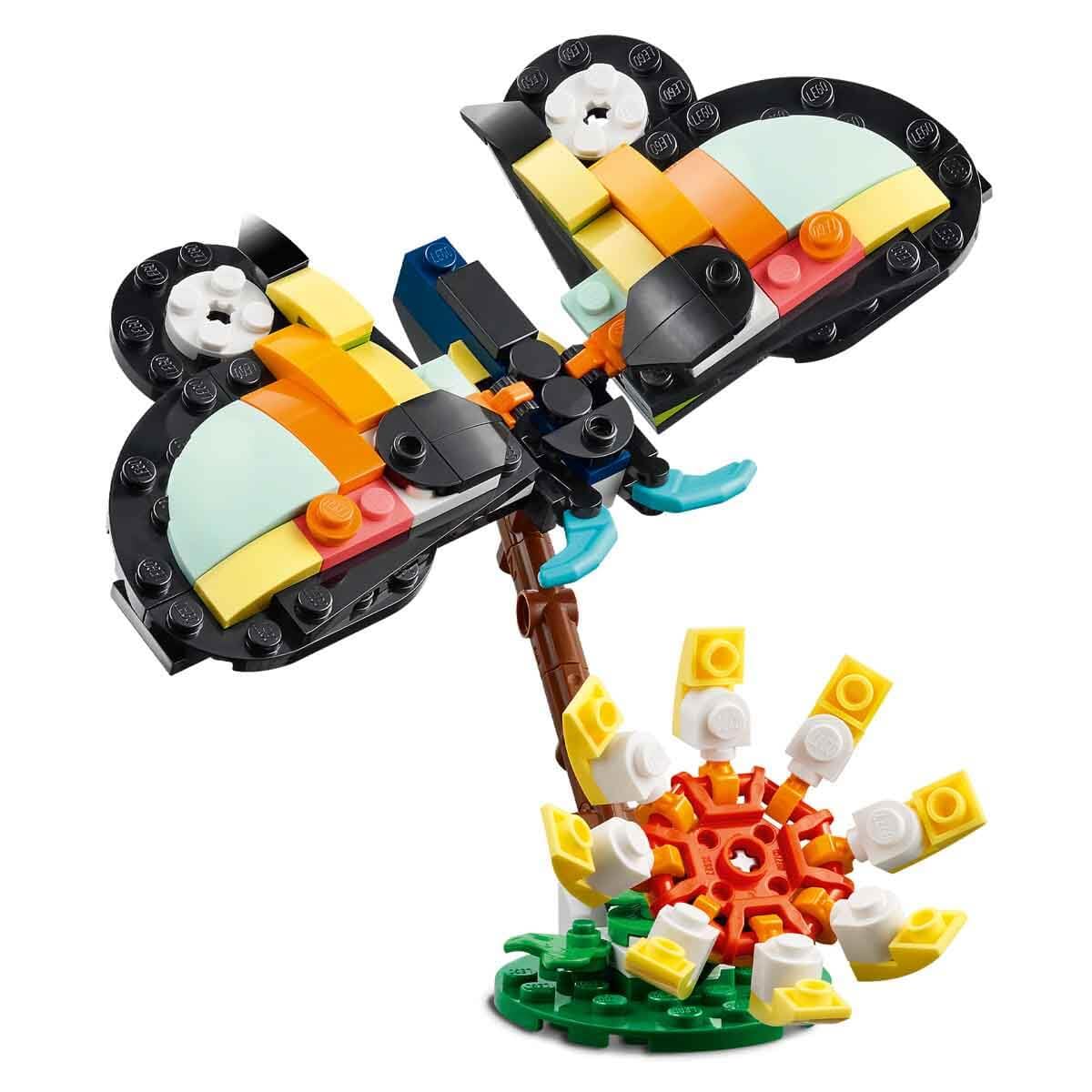 LEGO Creator Wilde Tiere: Tropischer Tukan - 3-in-1-Spiel Tier verwandelt Sich in Schmetterling Minifigur oder Fisch - Kreatives Spielzeug - Geschenk für Mädchen und Jungen ab 7 Jahren 31173 4