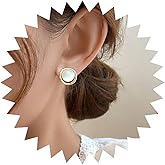 Iaceble Boho Round Opal Moonstone Earrings Opal Circle stud Earrings Round Moonstone Earrings geometric opal Gemstone Earrings Jewelry for Women