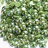 1000PCS Mixed Sizes 3/4/5/6/8/10mm Flatback Half Round Pearls Gems for Crafting, AB Color Pearl Beads Stones for Crafts Jewelry Clothes Shoes Dress Nail Art Making Embellishments (Emerald AB)