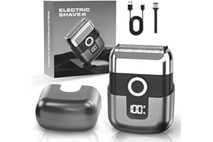 LYRSLF Electric Foil Shavers for Men: Mini Electric Razor, Foil Shaver for Face, IPX7 Waterproof Wet Dry Cordless Razor with 3 Floating Blades, LED Display for Travel & Home, USB Type C