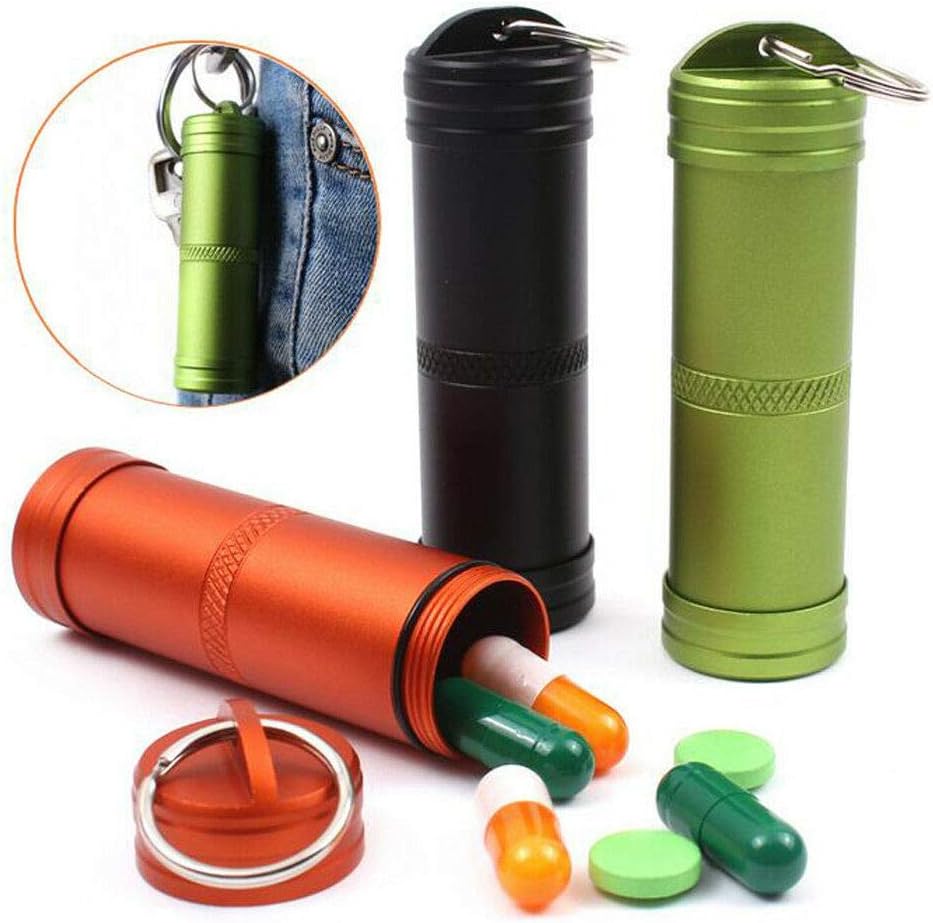NATFUR Waterproof Pill Box Case Capsules Holder Container Organizer with Keychain Elegant Pretty Cute for Girls for Gift Pretty Novelty Beautiful Fine