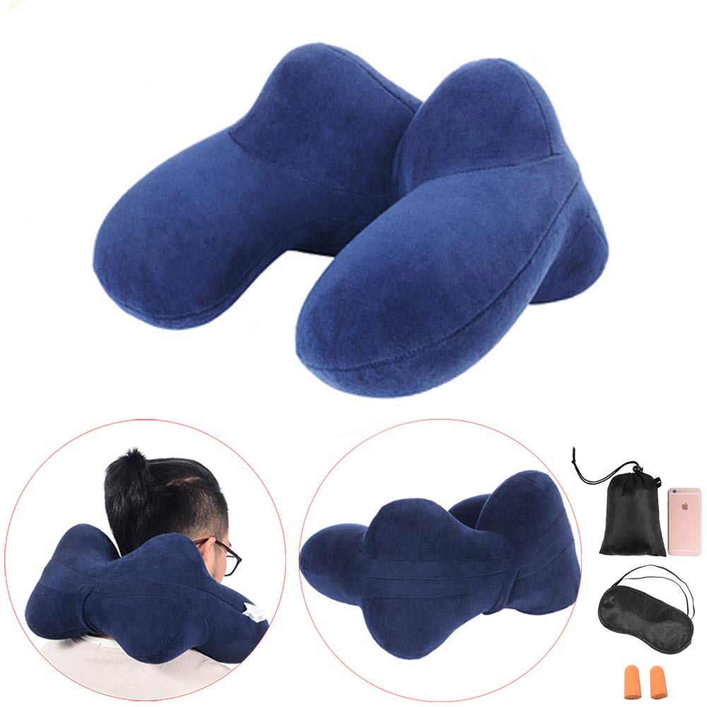 Fmab Travel 4 Hump Inflatable Pillow Ear Plugs Eye Mask