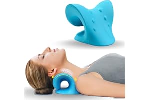 OORMGSRC Cervical Traction Device, Neck Stretcher Cervical Traction for Muscle Relax, Neck Hump Corrector for TMJ Pain Relief, Shoulder Relaxer, Spine Corrector (Blue)