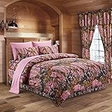 The Woods Pink Camouflage Twin 5pc Premium Luxury Comforter, Sheet, Pillowcases, and Bed Skirt Set by Regal Comfort Camo Bedding Set For Hunters Cabin or Rustic Lodge Teens Boys and Girls
