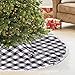 SevenFish 48 inch Buffalo Plaid Christmas Tree Skirt Black and White Buffalo Check Tree Skirt with Pom Pom for Christmas Decorations