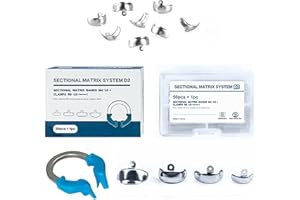 HUALNYK Dental Sectional Matrix System, M4 Dental Matrix Bands, R6 Nickel Titanium Clamp Ring, Sectional Contoured Metal Matrices (D2-Light Blue Clamp Ring)