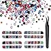 Pangda 9000 Pieces 4 Size Nail Art Rhinestones Set with 4 Boxes Nail Gems and Pick up Tweezer (Multi-Color)