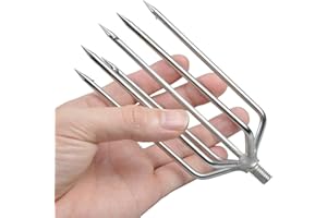 Cyfie Fishing Harpoon, 7-Prong Stainless Steel Fishing Barbed Spear Gig Gaff Hook with Universal 8mm Screw, for Hunting Fish 