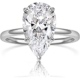 PCAOVIVAR 5.0CT Elongated Pear Shaped Engagement Women Ring,Wedding Promise Cubic Zirconia Band, 14K Gold/White Gold Plated Simulated Diamond Rings Size 5-9