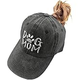 MANMESH HATT Dog Mom Ponytail Baseball Cap Messy Bun Vintage Washed Distressed Twill Plain Hat for Women