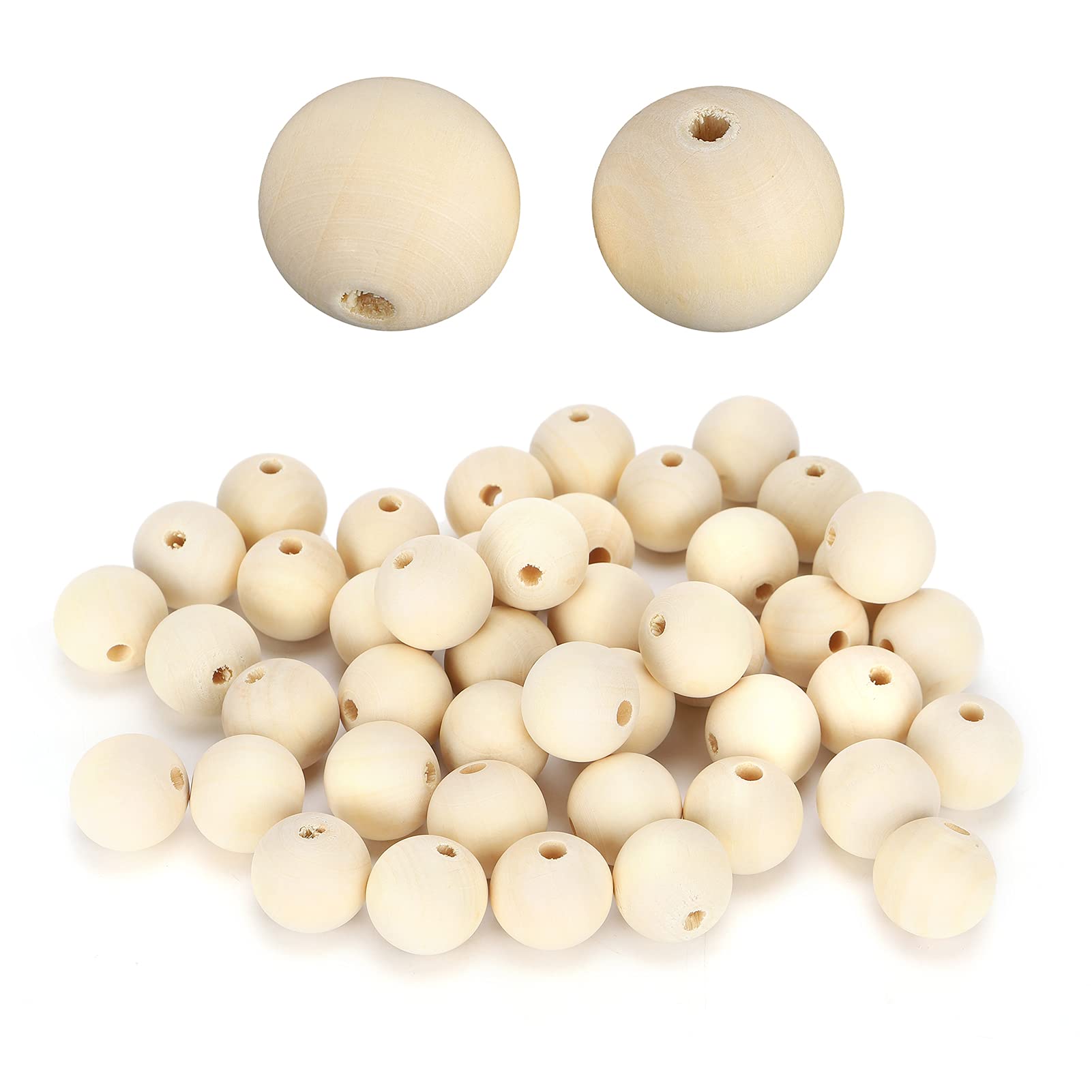 100pcs Natural Wooden Beads 25mm, Unfinished Round Wooden Loose Beads, Wood Spacer Beads, Rustic Country Wood Beads for Craft, DIY Jewelry Making, Home Farmhouse Decoration