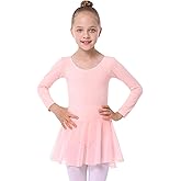 Mecceos Girls Long Sleeve Ballet Leotards Skirt Toddler Dance Gymnastics Kids Team Basic Ballet Dresse