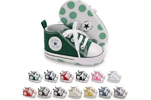 Meckior Baby Girls Boys Canvas Sneakers Soft Sole High-Top Ankle Infant First Walkers Crib Shoes