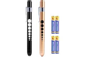 LUCXXI Pen Lights for Nurses Doctors, 2 Pack Reusable Medical PenLight with Pupil Gauge and Ruler, with 4 AAA Batteries for Nursing Students Essentials