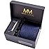 Sweet Leaf Coffret Ensemble Cravate Homme, Mouchoir de Poche, Boutons de Manchette à rayures