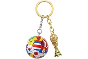 Football Soccer Keychain Set with World Cup Trophy and International Flags Ball, Souvenir Keyring, Gift Set of 2 Pieces, Limi