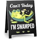 Can't Today I'm Swamped Funny Desk Decor Black Acrylic Office Tabletop Sign Christmas Gift for Coworkers Friends Home Workspace Cubicle Desk Decoration for Work Humor Daily Smile Motivation