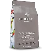 Lifeboost Decaf Ground Coffee, Swiss Water Process Low Acid Organic, 12oz | Fair Trade, Non-GMO, Single Origin, Third Party Tested for Mycotoxins, Mold &amp; Pesticides, Stomach Friendly
