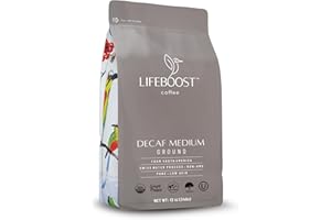 Lifeboost Medium Roast Swiss Water Decaf Coffee Ground - Non-GMO Low Acid Single Origin USDA Decaf Organic Coffee - Third Party Tested For Mycotoxins & Pesticides - 12 Ounces