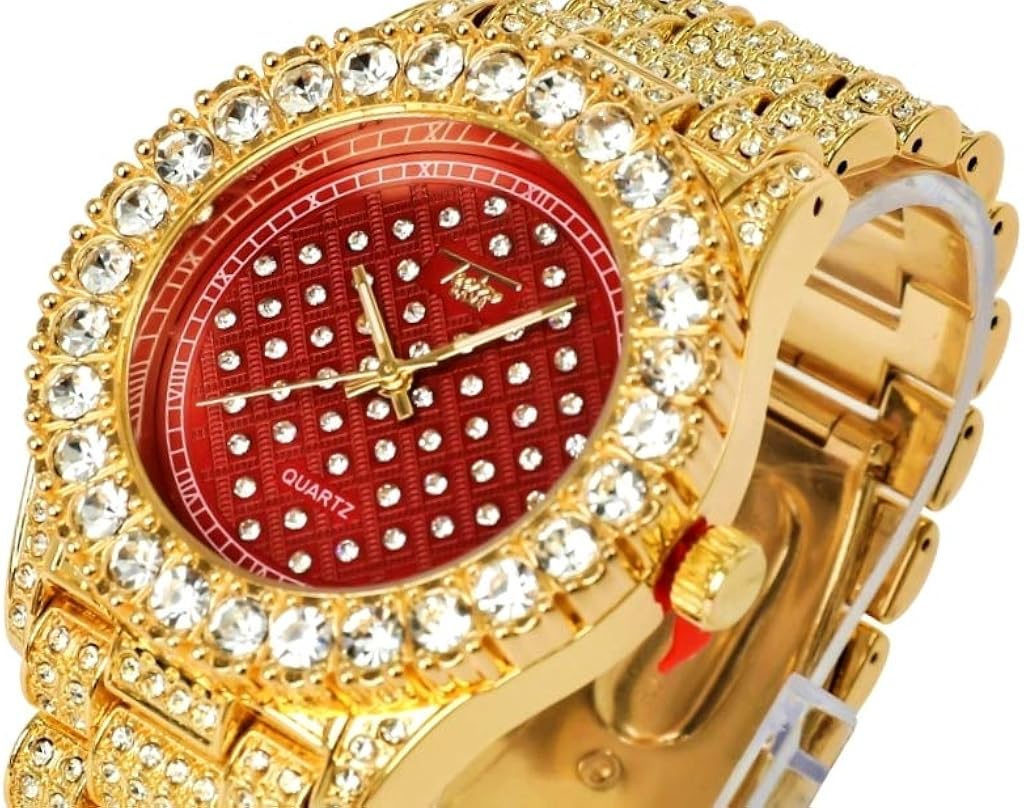 iced out watch on wrist