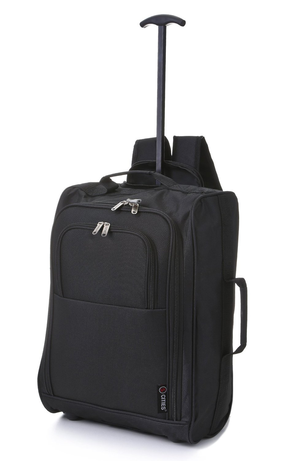 5 Cities 21"/55cm Backpack Trolley Bag Carry On Lightweight Travel Cabin Approved with Shoulder Straps Wheels Suit Case Hand Luggage with 2 Year Warranty