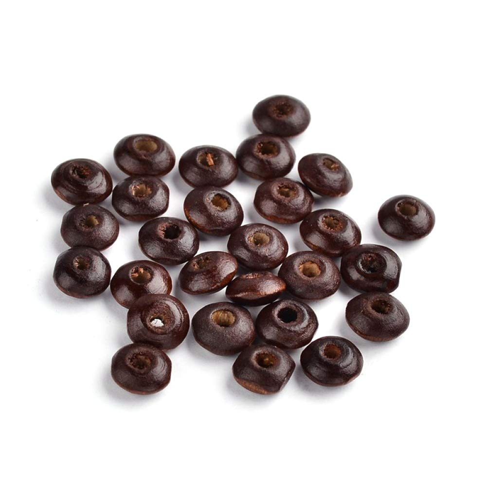 PandaHall 100Pcs Brown Wooden Bicone Spacer Beads 8X4mm Diameter Dyed Wood Loose Beads for DIY Jewelry Craft Making