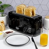 Quest 4 Slice Toaster Black - Extra Wide Slots, 6 Settings, Reheat view 5