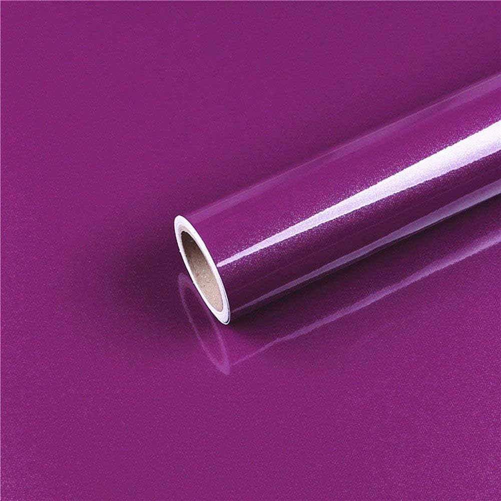 WDragon 40cm by 200cm Solid Color Pearl Brilliance Vinyl Self Adhesive Wallpaper Counter Top Paper Peel Stick Dresser Drawer Shelf Liners (Purple)