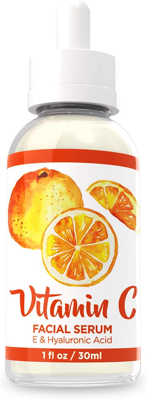 BEST Vitamin C Organic Lotion Serum for Facial by Mirasilk, Age Relieving Facial Serum with Hyaluronic Acid & Vitamin E, 1 fl oz for Men and Women (Orange)