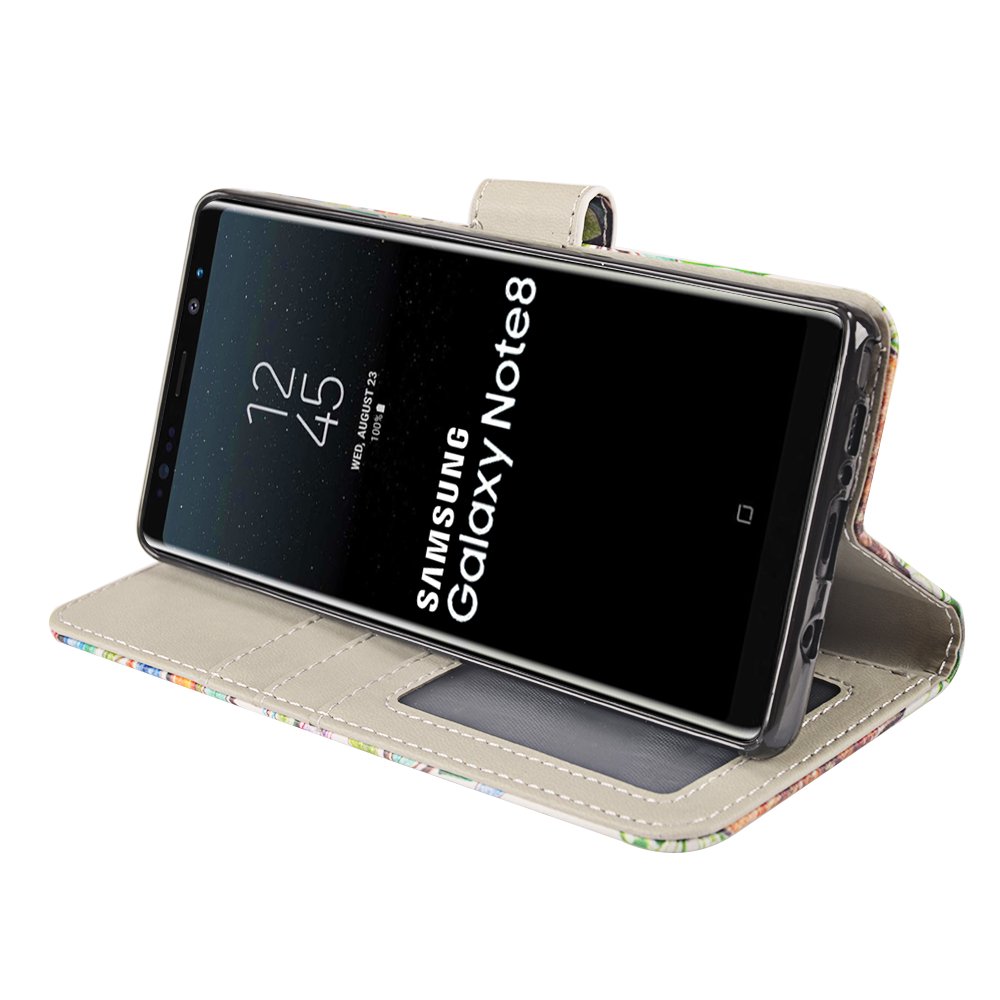 Galaxy Note 8 Case, MagicSky Galaxy Note8 Wallet Case, Premium PU Leather Wristlet Flip Case Cover with Card Slots & Stand for Samsung Galaxy Note8 - Love Tree