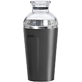 OGGI Groove Insulated Cocktail Shaker-17oz Double Wall Vacuum Insulated Stainless Steel, Tritan Lid has Built In Strainer, Ideal Cocktail Mixer, Martini Shaker, Margarita Shaker, Black