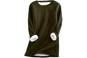 TWRWX Fleece Sweatshirts for Women Warm Sherpa Lined Sweatshirts Crewneck Winter Sweatshirt Pullover Loungewear Tunic Tops