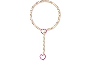 ADEMISHIA Womens Slip Chain Necklace With Heart O-ring, Handmade Punk Rock Cuban Chain Lariat Y-Necklace Adjustable Long Chain Collar Jewelry