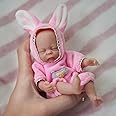 Newtotlove 5.5 Inch Cute Mini Silicone Baby Girl, Silicone Full Body Baby Soft Skin Realistic Newborn Baby Dolls Real Life Tiny Baby Doll with Clothes Accessories