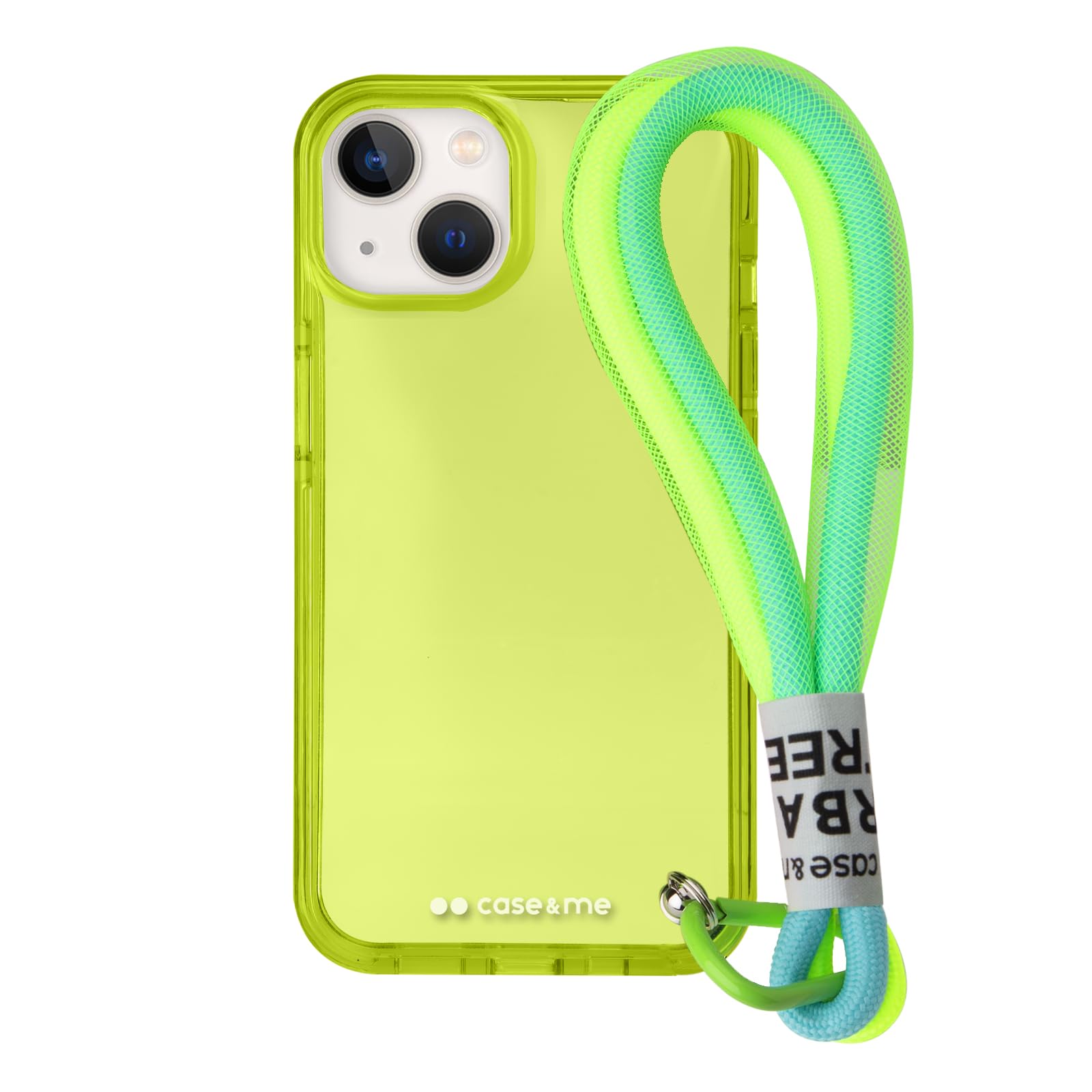 case&me Urban Street Case for iPhone 14 Plus, Transparent Yellow with Removable Multi-Purpose Lanyard