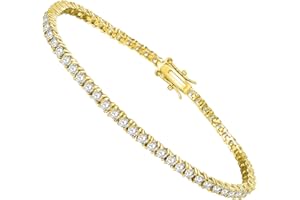 LGYIC Tennis Bracelet for Women|2MM Simulate Diamond Bracelets|4-Prong-Setting CZ|18k White/Yellow Gold Plated|Size 6-8.5 Inches