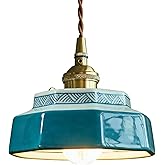 ZDAAPLJ Small Pendant Light Green Glass Blue and White Porcelain Pendant Light Fixture Red Ceramic Hanging Lamp Nordic Modern