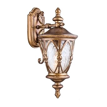 Klassische Antike Wandleuchte Aussen Goldenes Alu Klares Glas Fur