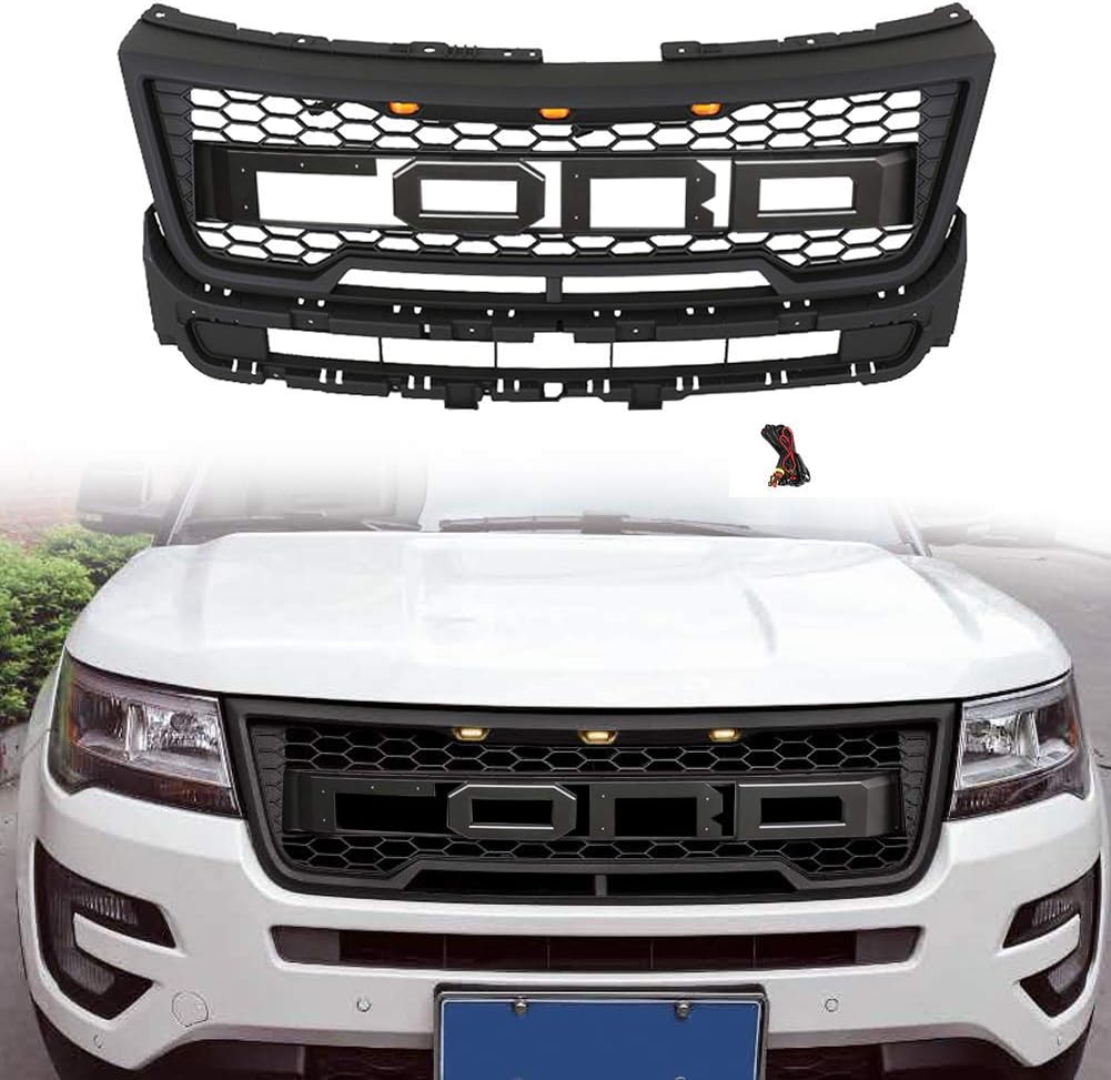 Haitzu Front Grill Fit For Ford Explorer 15 18 With Replaceable Letters Matte Black Grilles Grilles Grille Guards Femsa Com