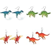 Pingyongchang 4 Pairs Cute Dinosaur Animals Dangle Earrings Punk Cool Earrings for Women Funny Jewelry-A