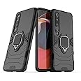 Compatible with Xiaomi Mi 10, Mi10 Pro Case, Metal Ring Grip Kickstand Bumper (Works with Magnetic Car Mount) Dual Layer Rugged Cover (Black)