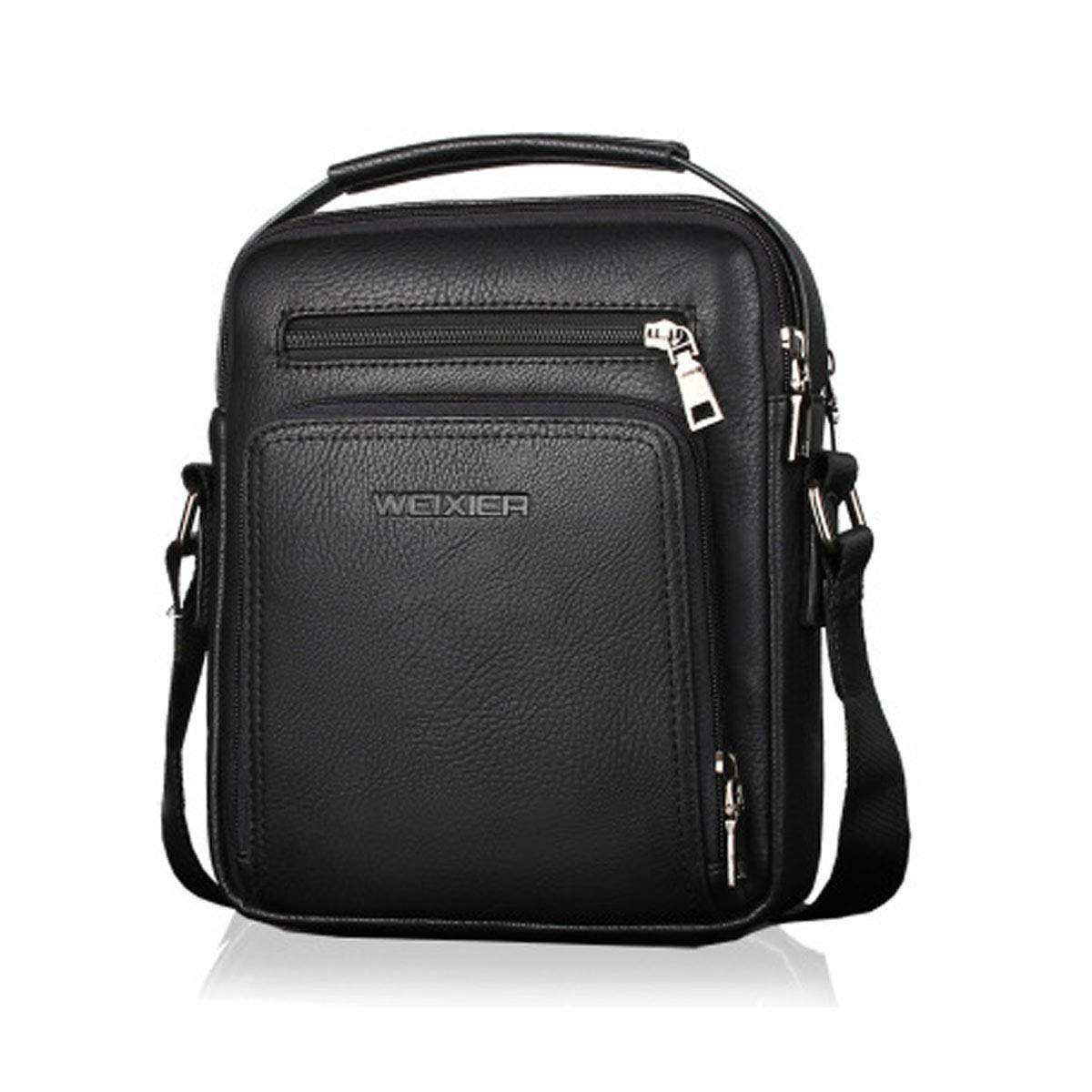 ANPTER Shoulder Bag for Men Messenger Bag PU Leather Crossbody Handbag Satchel Sling Chest Bags for School Travel Work Hiking Daily Use (Men Shoulder Bag for Black)