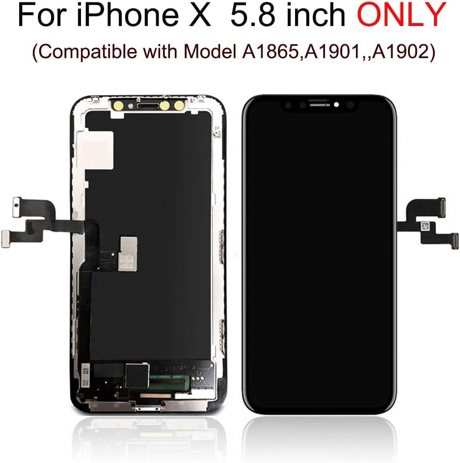 for iPhone X Screen Replacement OLED 5.8 inch [NOT LCD] Touch Screen Display Digitizer Repair Kit Assembly with Complete Repair Tools and Screen Protector