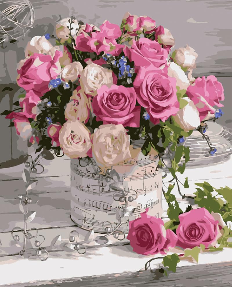 Syntego Diamond Painting Kits for Adults, Floral Rose 5D Diamond Art Kit, Aesthetic Flower Wall Decor, Relaxing Craft Kit, Gem Painting